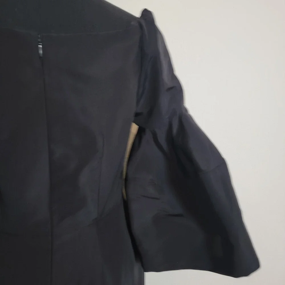 Carolina‎ Herrera Black Silk Lined Puff Balloon Bell Sleeve Knee Length USA Sz 8